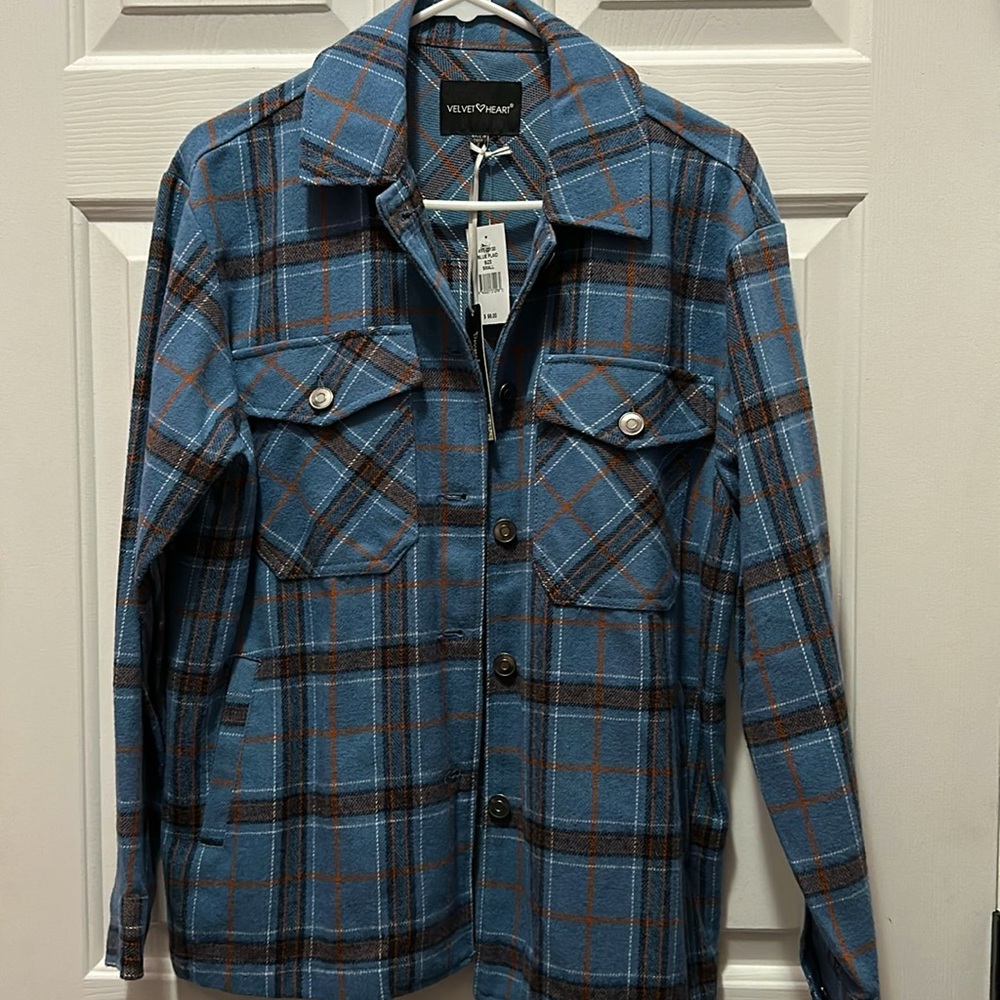 Velvet Heart Blue Plaid Flannel Shirt